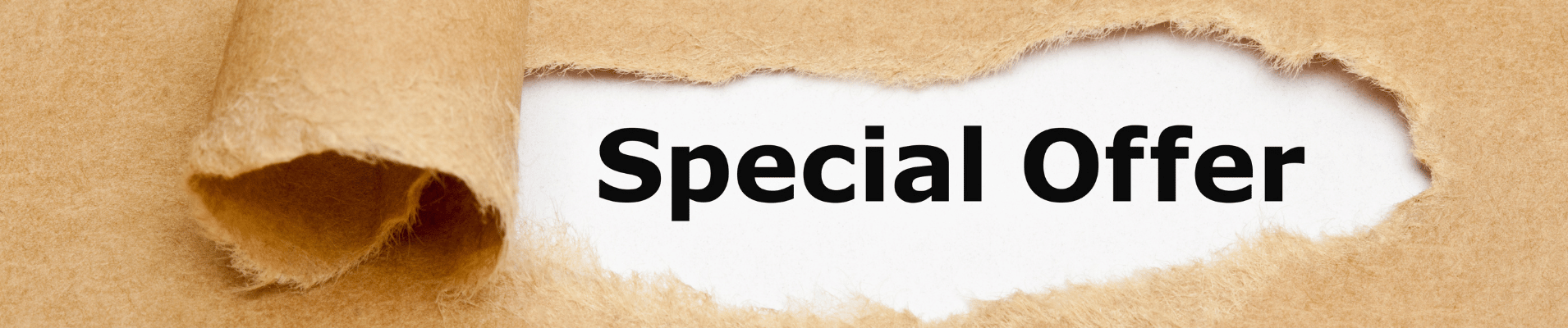 撕開紙張露出Special Offer字樣，象徵限時優惠或驚喜折扣